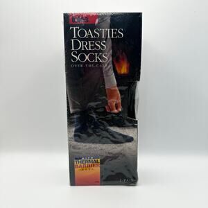 Totes Toasties Dress Socks Over Calf Deadstock New 2 Pair Thermal Barrier Sole